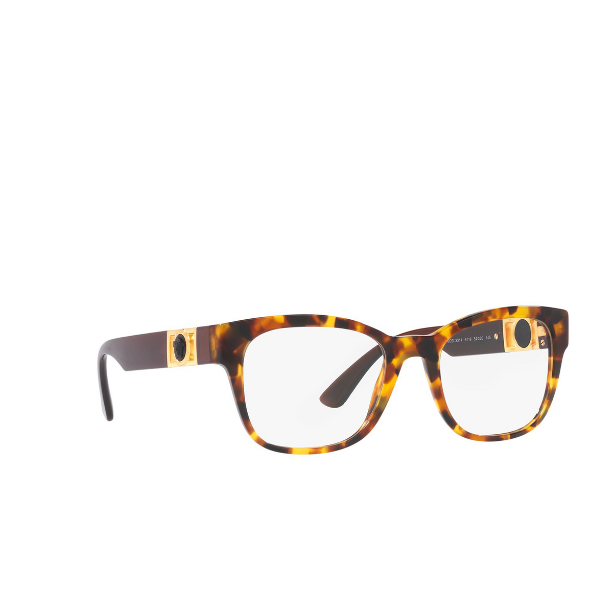 Versace® Square Eyeglasses: VE3314 color Havana 5119 - three-quarters view.
