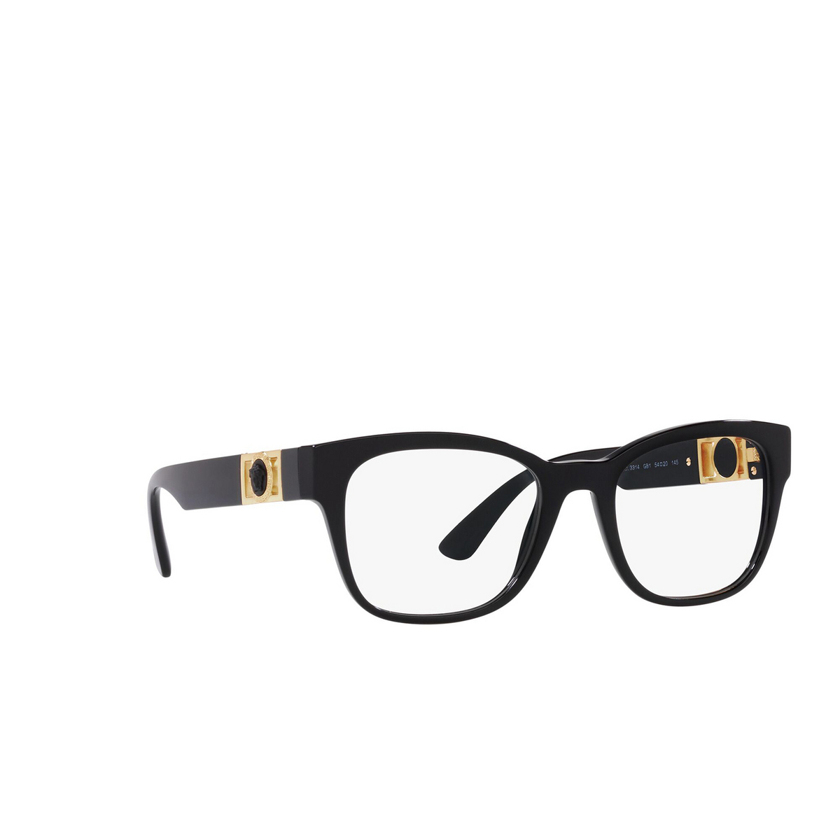 Versace® Square Eyeglasses: VE3314 color Black GB1 - three-quarters view.