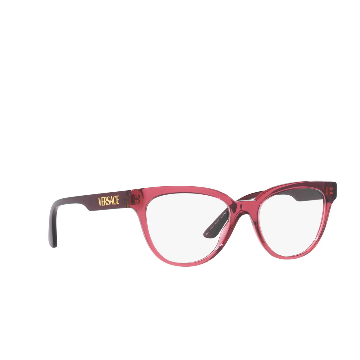 Versace® Cat-eye Eyeglasses: VE3315 color Transparent Red 5357 - three-quarters view.