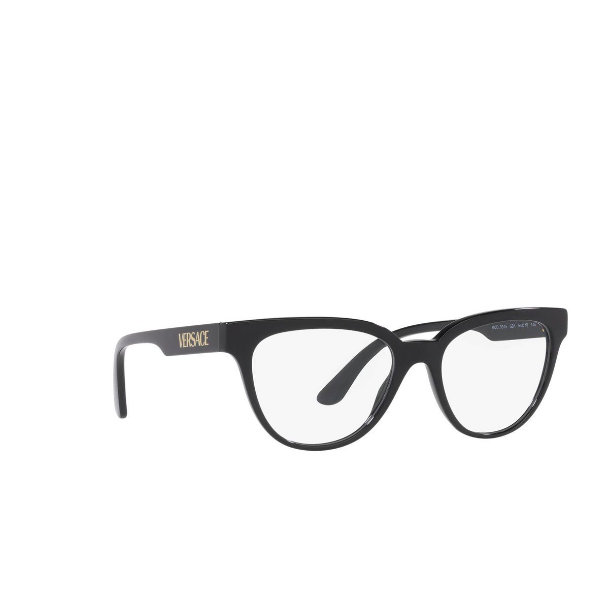 Versace® Cat-eye Eyeglasses: VE3315 color Black GB1 - three-quarters view.