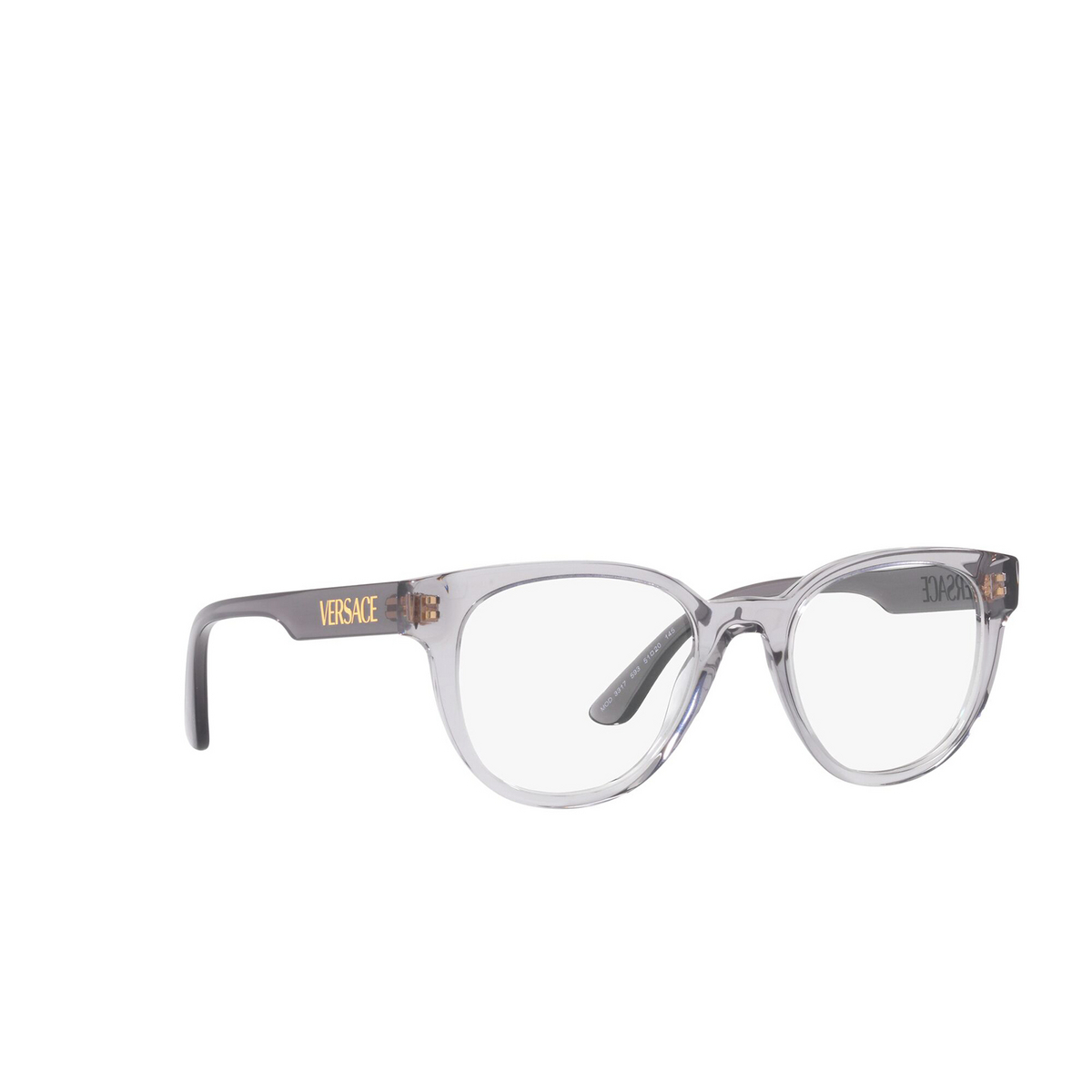 Versace VE3317 Eyeglasses 593 Transparent Grey - three-quarters view