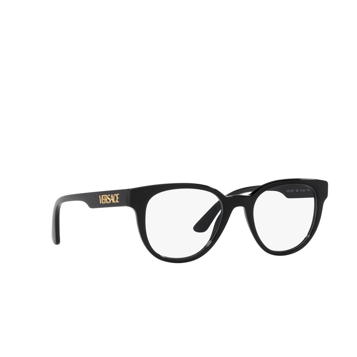 Versace VE3317 Eyeglasses GB1 Black - three-quarters view