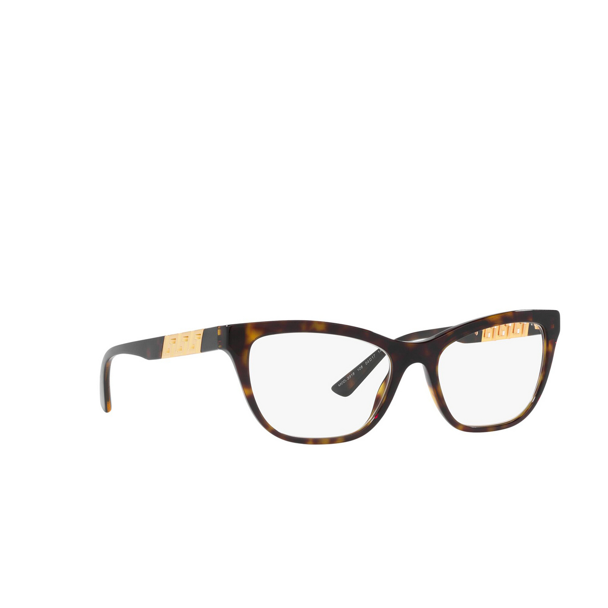 Versace® Cat-eye Eyeglasses: VE3318 color Havana 108 - three-quarters view.