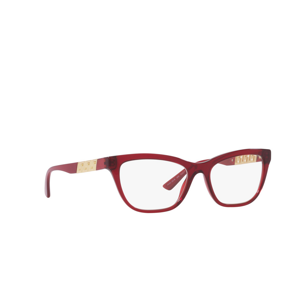Versace VE3318 Eyeglasses 388 Transparent Red - three-quarters view
