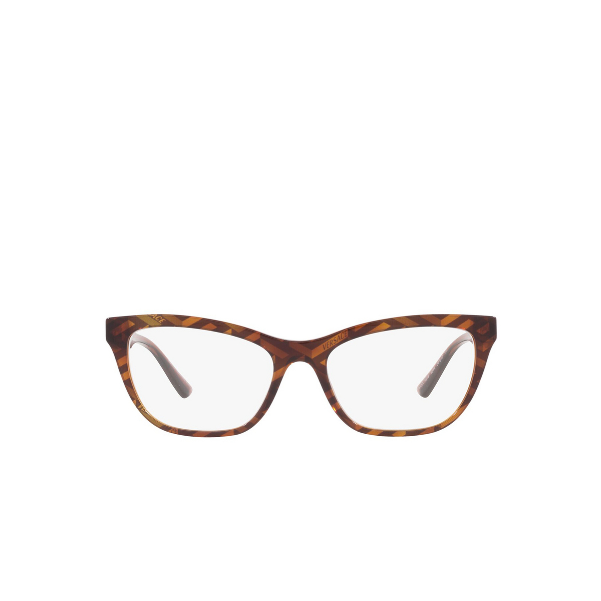 Versace® Cat-eye Eyeglasses: VE3318 color Havana Print Monogram 5354 - front view.