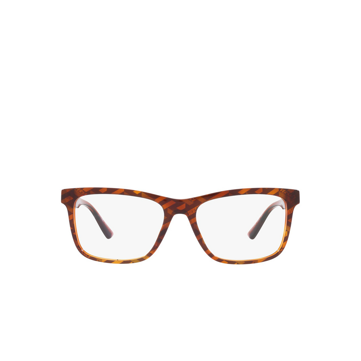 Versace® Square Eyeglasses: VE3319 color Havana Monogram Print 5354 - front view.