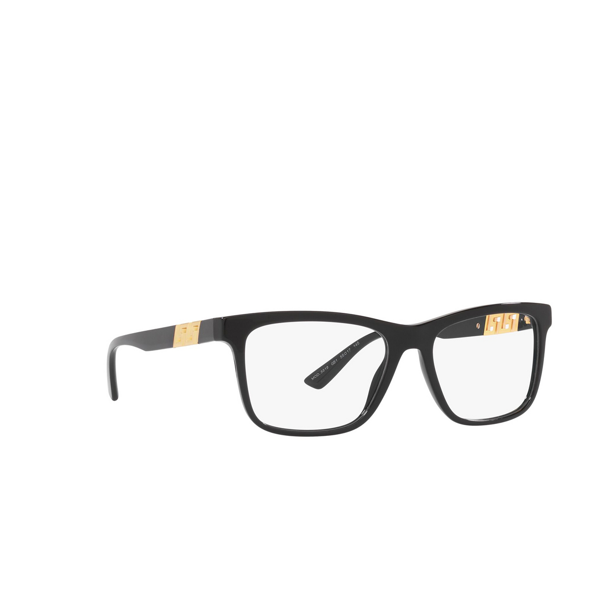 Versace® Square Eyeglasses: VE3319 color Black GB1 - three-quarters view.