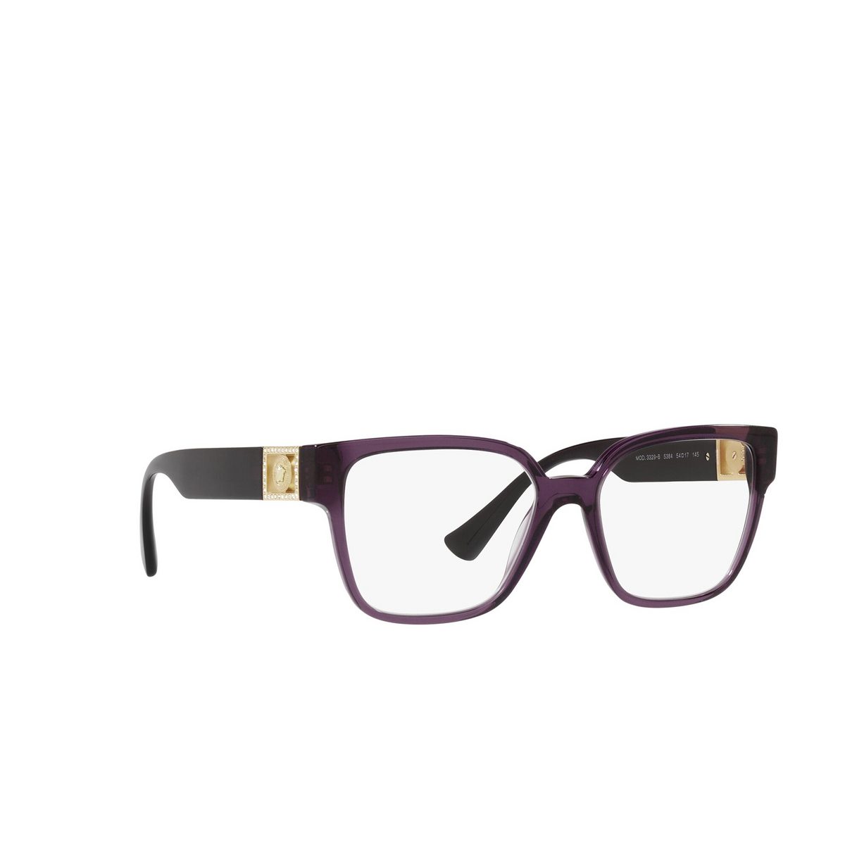 Versace VE3329B Eyeglasses 5384 Transparent Plum - three-quarters view