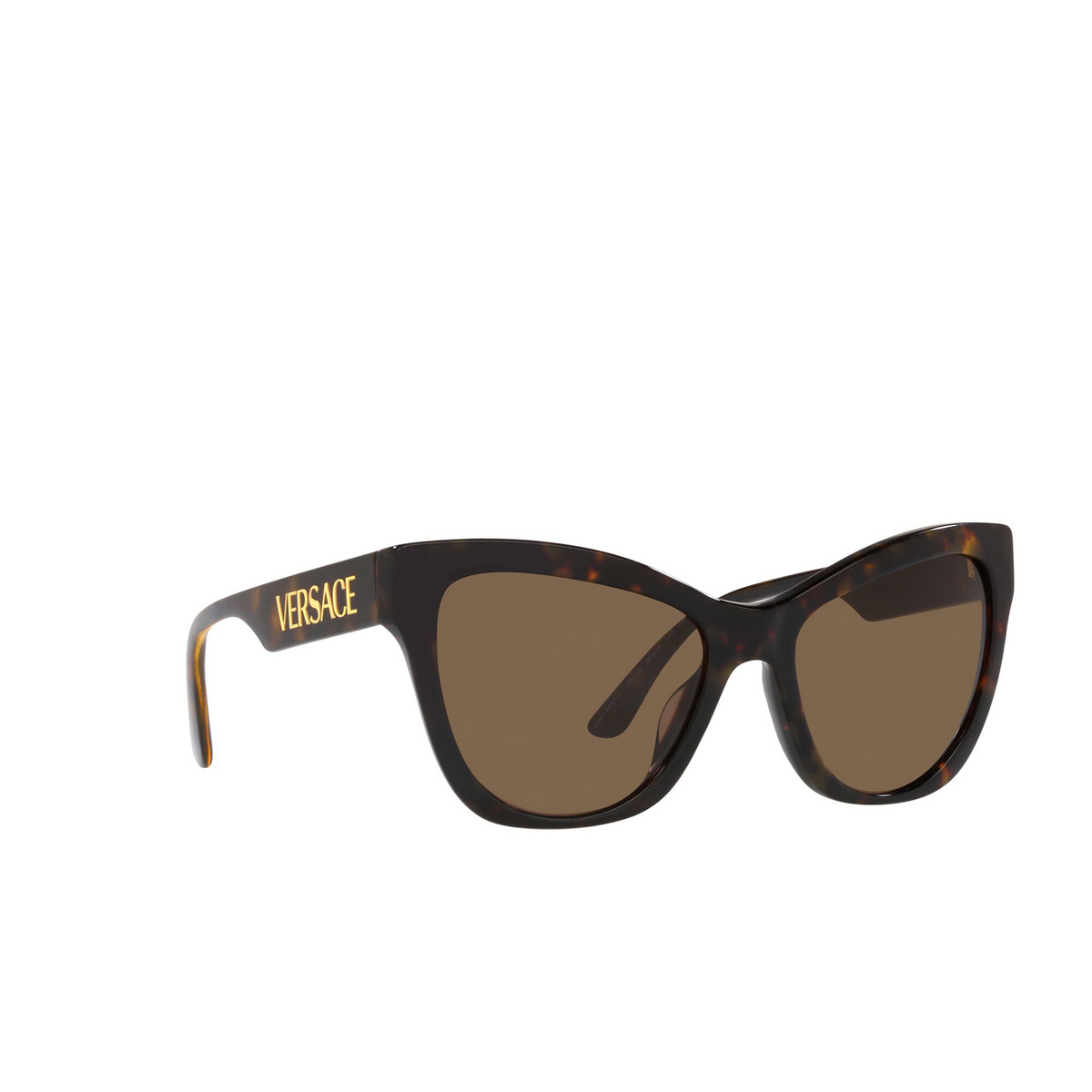 Versace® Cat-eye Sunglasses: VE4417U color Havana 108/73 - three-quarters view.