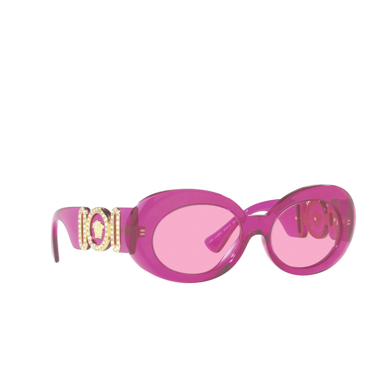 Versace Medusa Biggie Oval Sunglasses 5334/5 Transparent Fuxia - three-quarters view