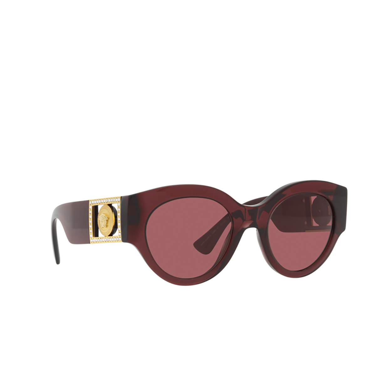 Versace VE4438B Sunglasses 538569 Transparent Parade Red - three-quarters view
