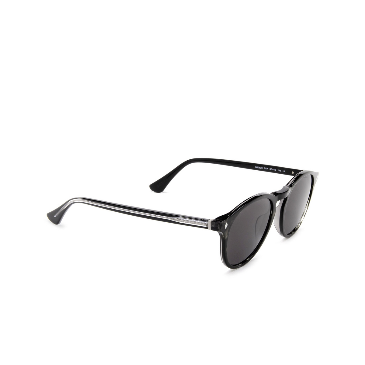 Web® Round Sunglasses: WE0328 color 05A Black - three-quarters view