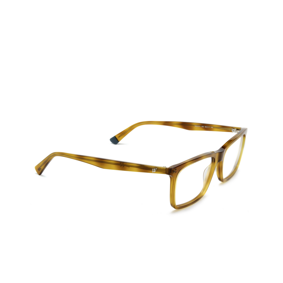 Web® Rectangle Eyeglasses: WE5374 color 053 Havana - three-quarters view