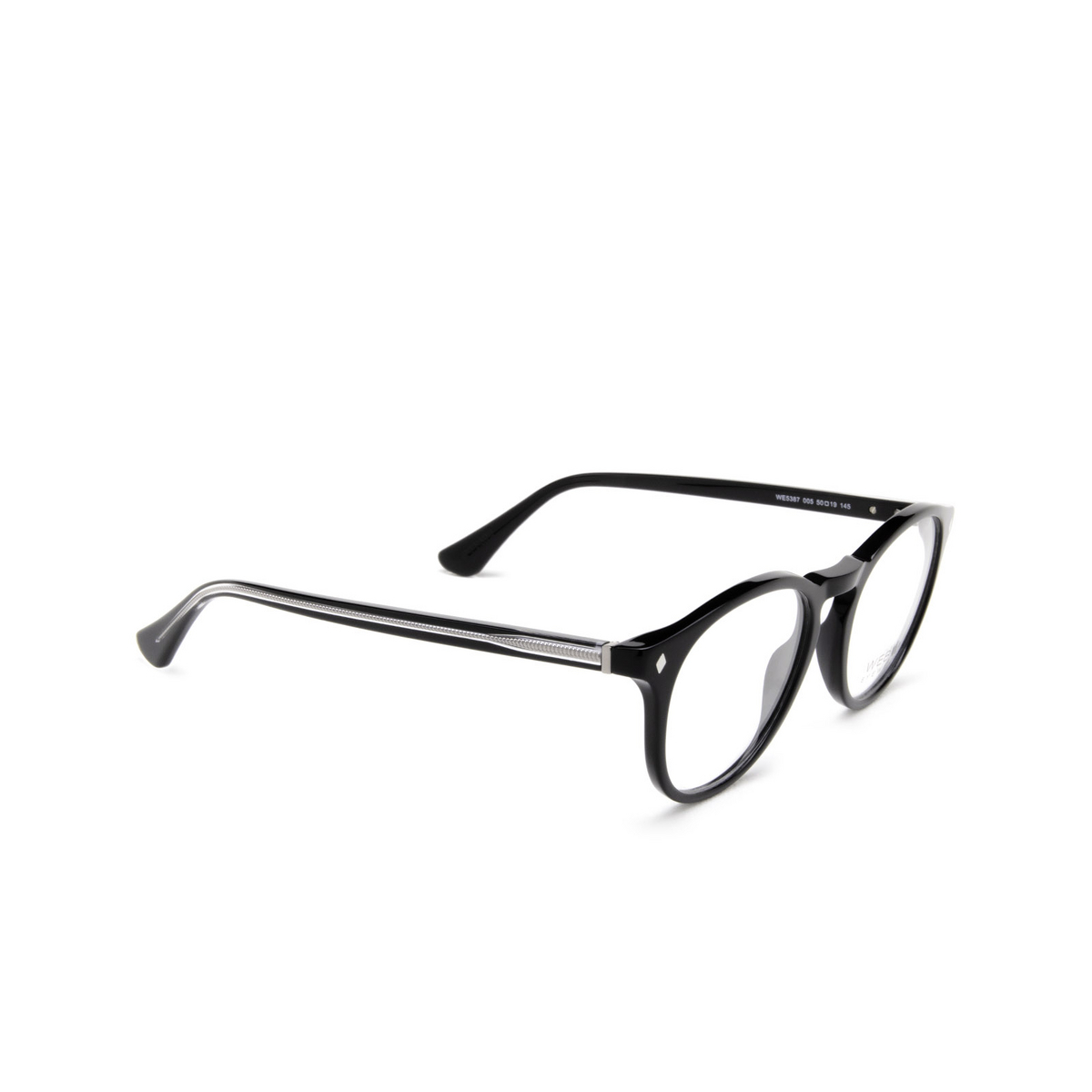 Web® Round Eyeglasses: WE5387 color 005 Black - three-quarters view