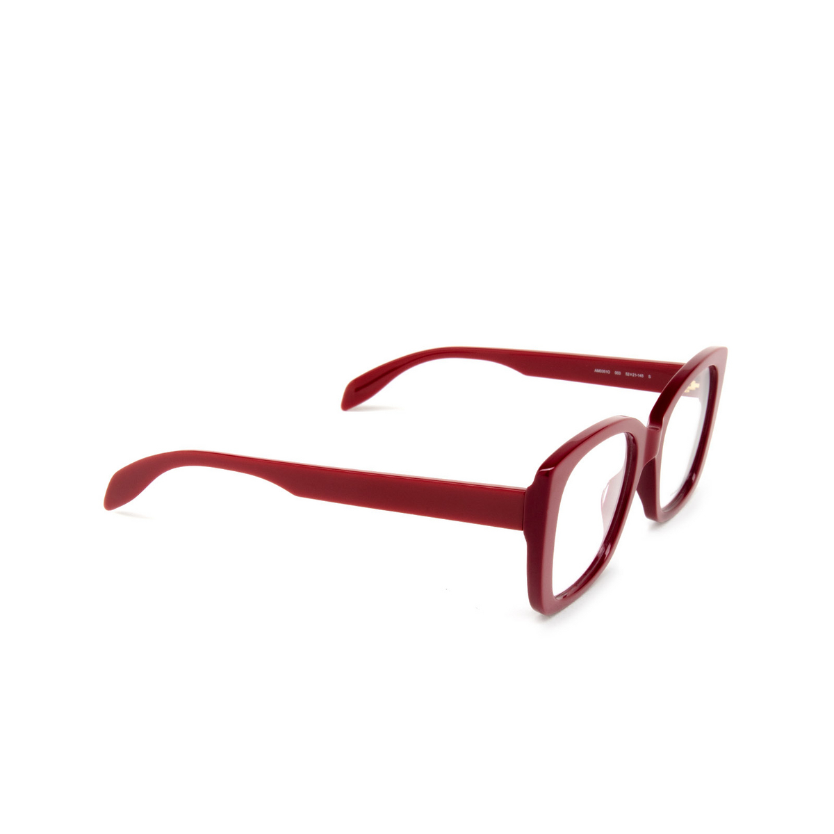 Occhiali da vista Alexander McQueen AM0351O 003 Bordeaux - tre quarti