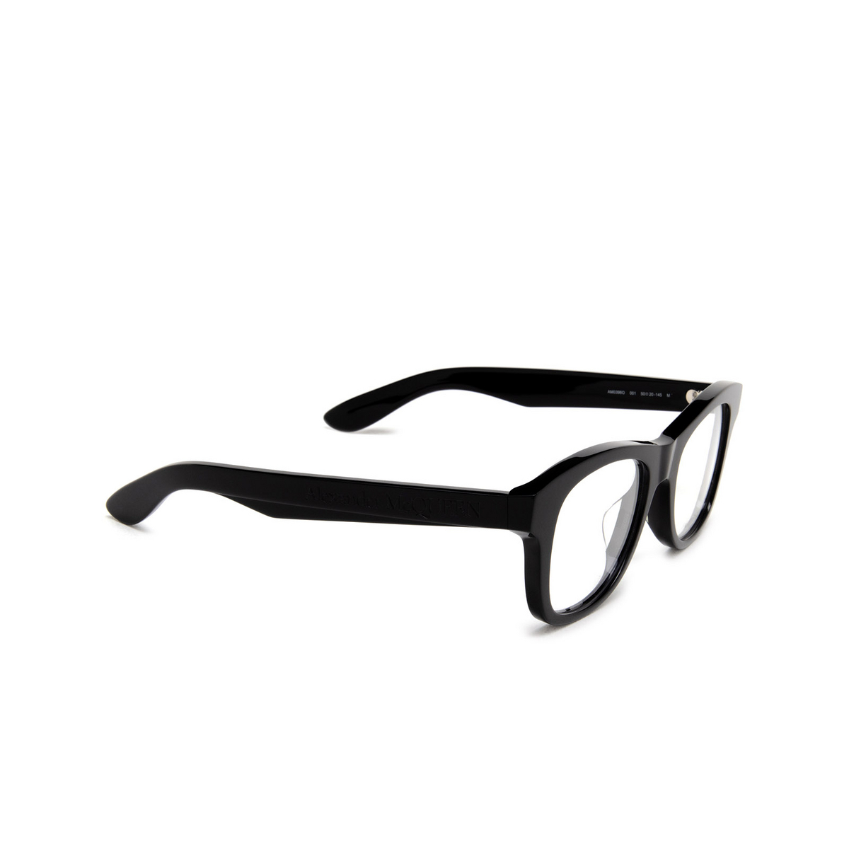 Alexander McQueen AM0396O Eyeglasses 001 Black - three-quarters view
