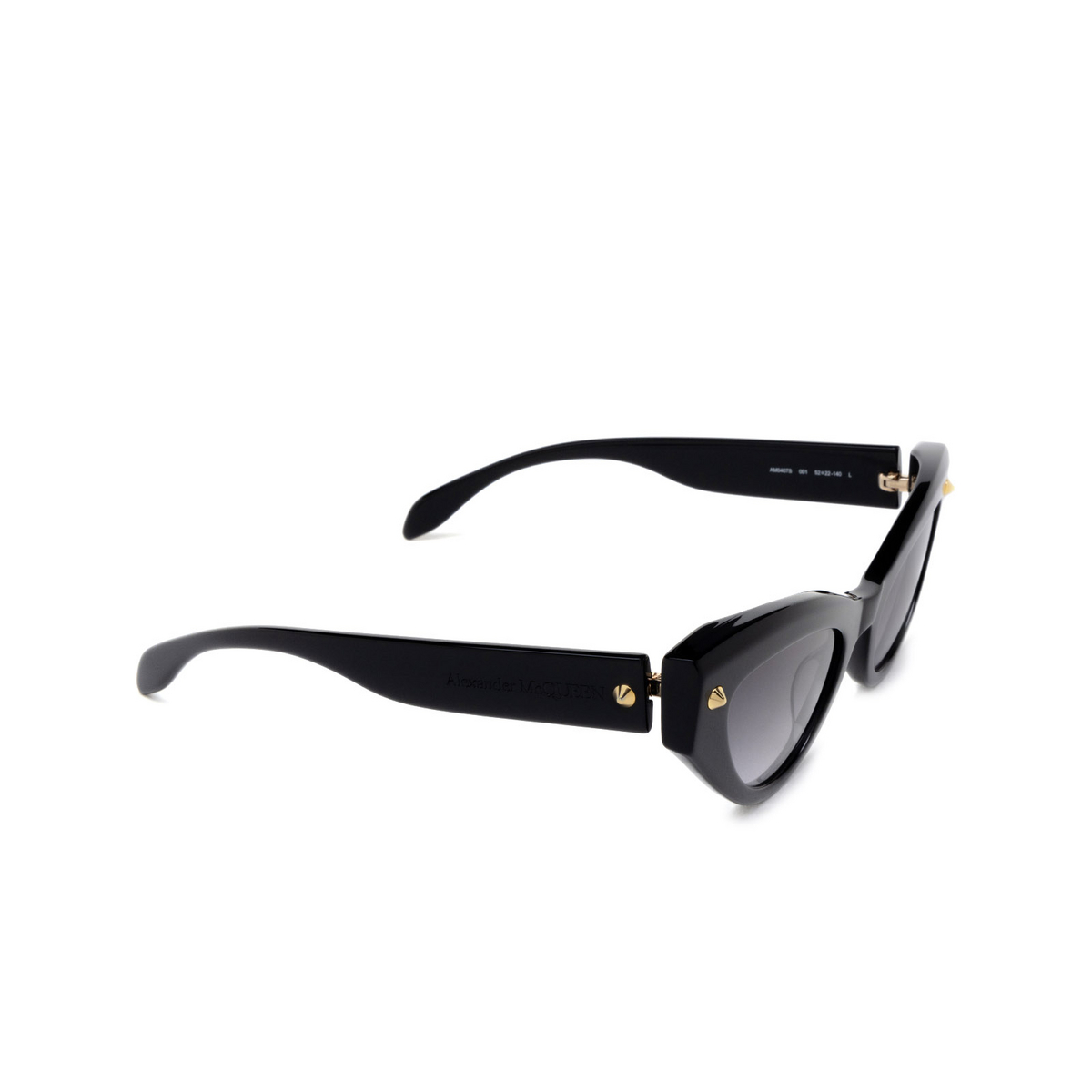 Alexander McQueen AM0407S Sunglasses 001 Black - three-quarters view