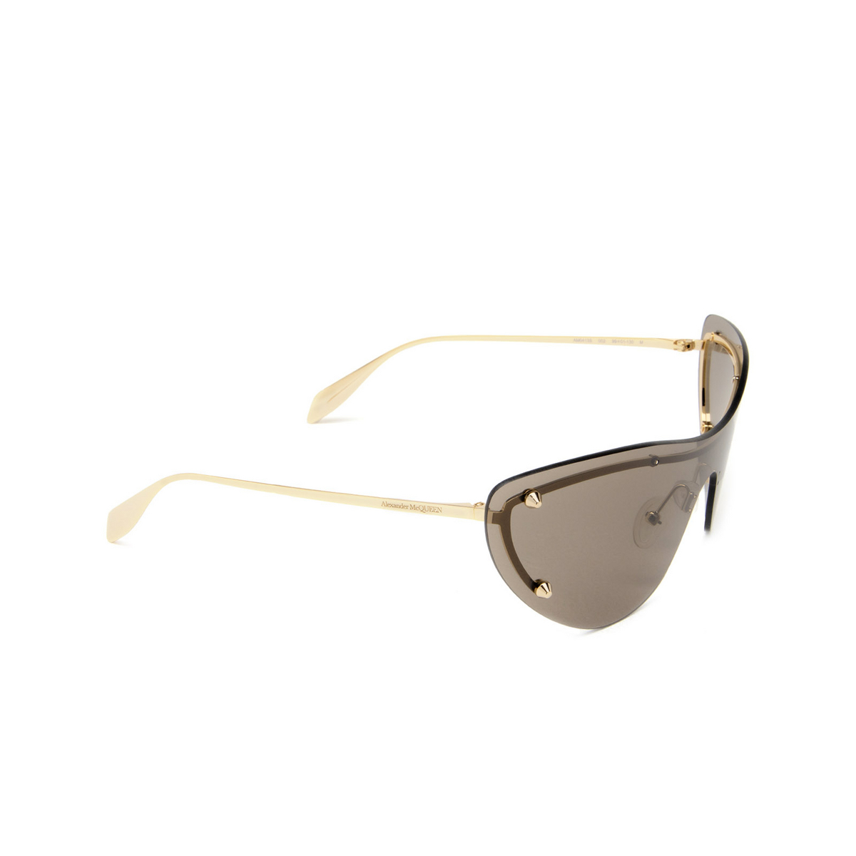 Alexander McQueen AM0413S Sunglasses 002 Gold - three-quarters view
