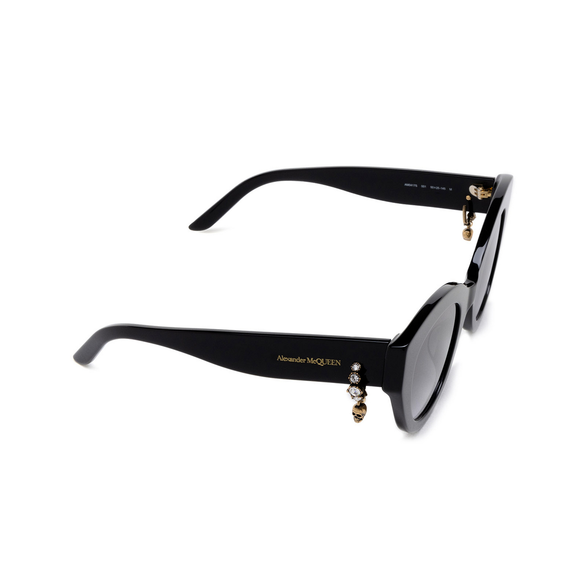 Alexander McQueen AM0417S Sunglasses 001 Black - three-quarters view
