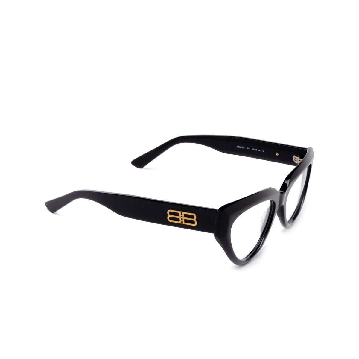 Balenciaga BB0276O Eyeglasses 001 Black - three-quarters view