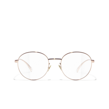 CHANEL oval Eyeglasses C226 beige, pink & gold - front view