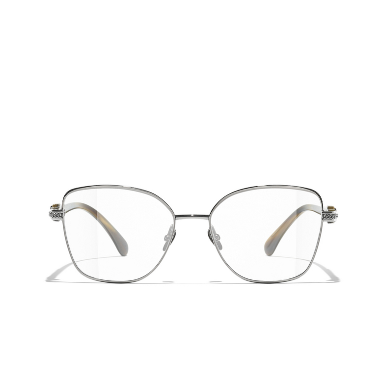 CHANEL butterfly Eyeglasses C108 silver & tortoise