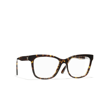 CHANEL square Eyeglasses C714 dark tortoise - three-quarters view