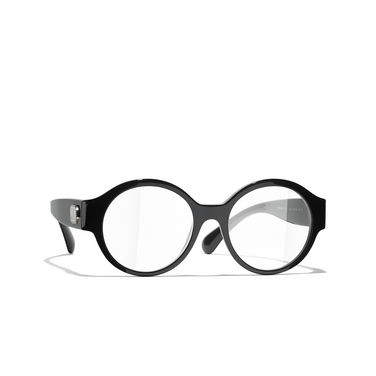 CHANEL round Eyeglasses 1404 black - three-quarters view