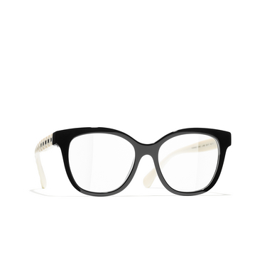 Optiques papillon CHANEL 1656 black & white - Vue trois quarts