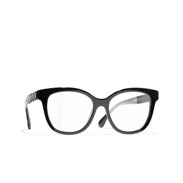 CHANEL butterfly Eyeglasses c760 black & white - three-quarters view