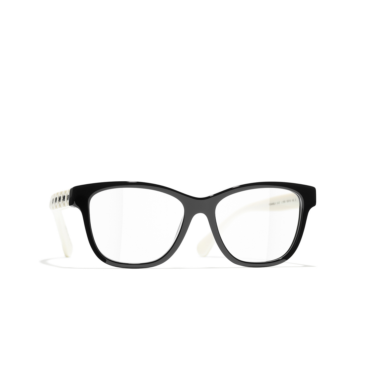 CHANEL square Eyeglasses 1656 Black & White - three-quarters view