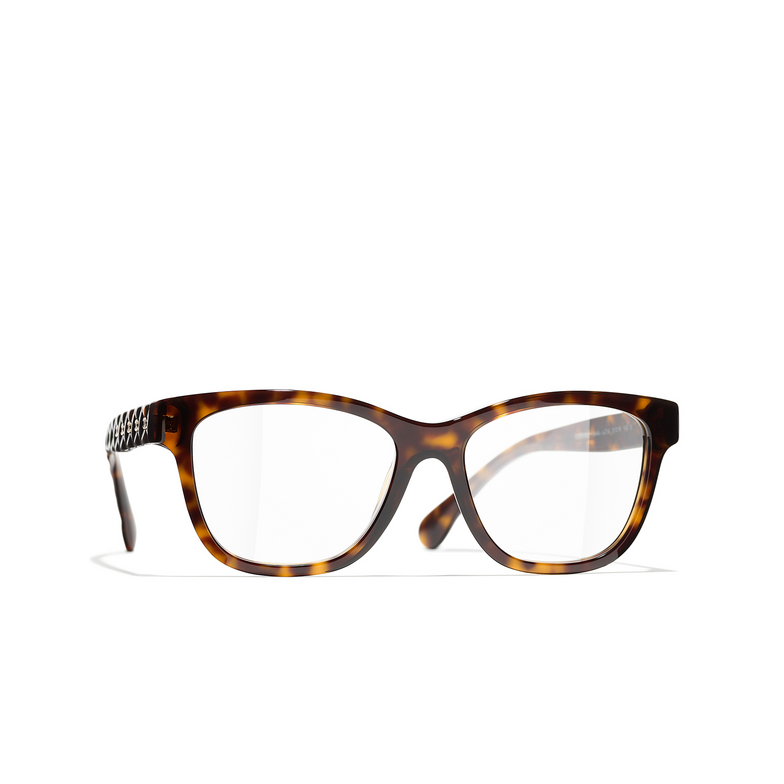 CHANEL square Eyeglasses C714 dark tortoise & gold