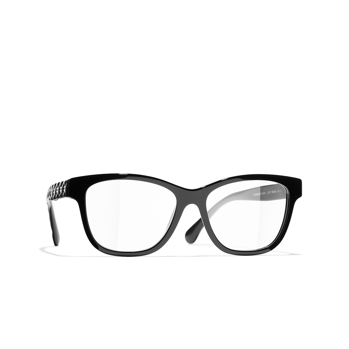 CHANEL square Eyeglasses C760 Black & White - three-quarters view