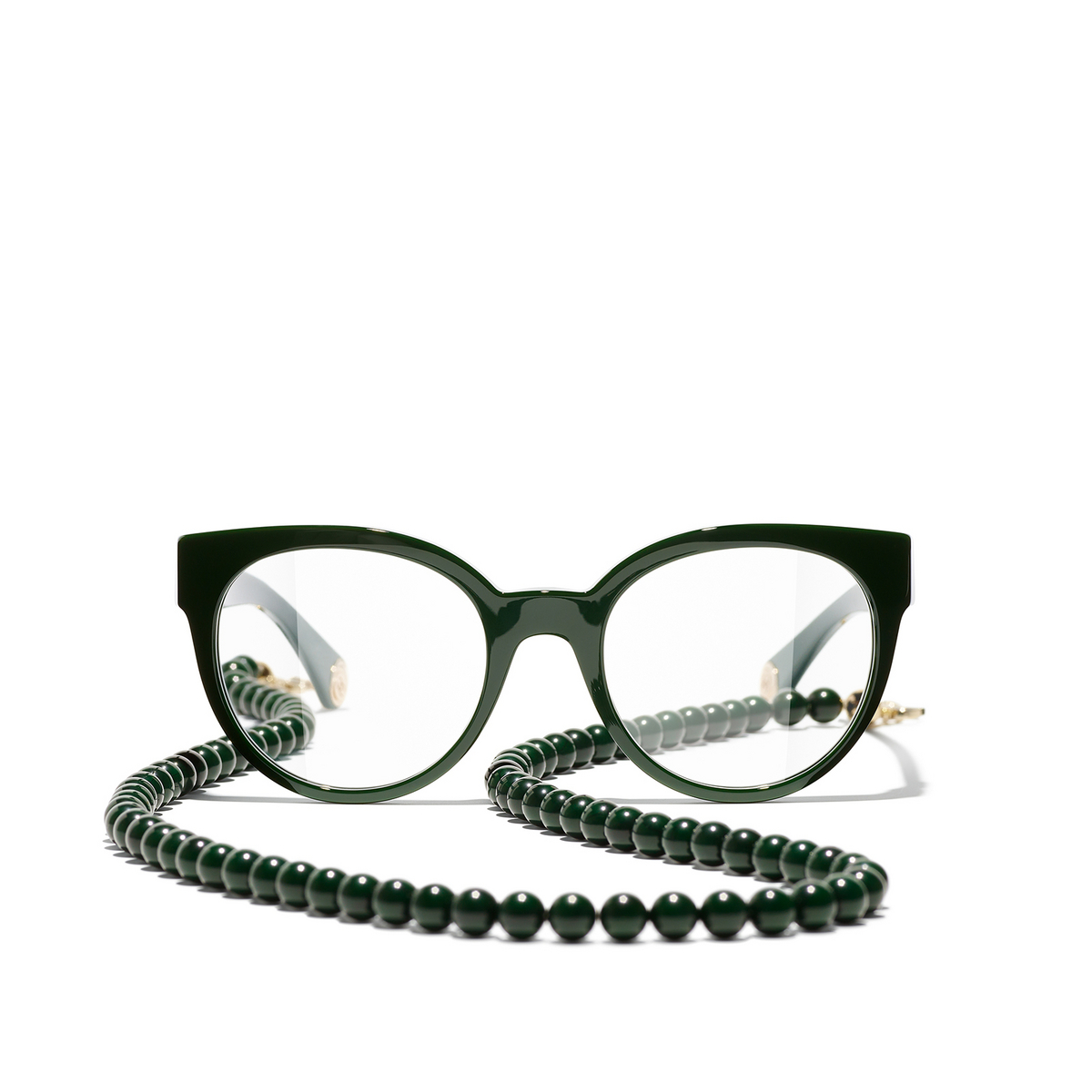CHANEL butterfly Eyeglasses 1702 Dark Green & Gold - front view