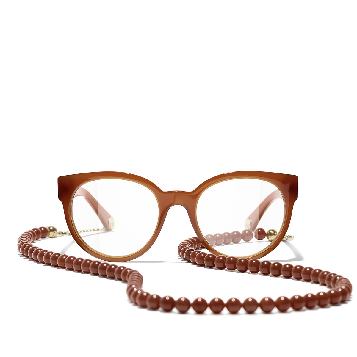CHANEL butterfly Eyeglasses 1722 Brown & Gold - front view