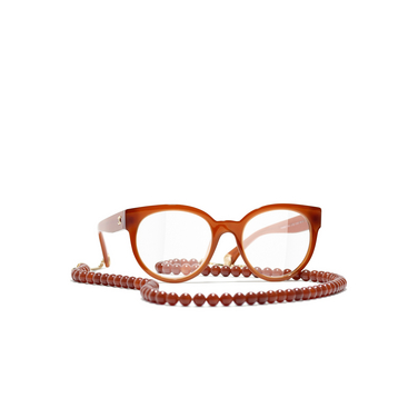 CHANEL butterfly Eyeglasses 1722 brown & gold - three-quarters view