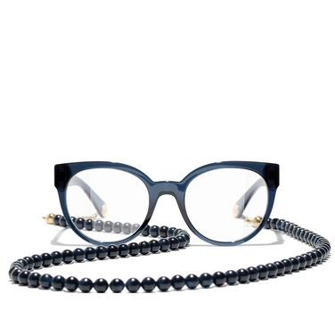 Optiques papillon CHANEL c503 dark blue & gold - Vue de face