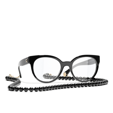 Optiques papillon CHANEL C622 black & gold - Vue trois quarts