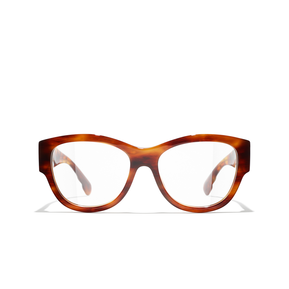 CHANEL square Eyeglasses 1077 Tortoise & Gold - front view