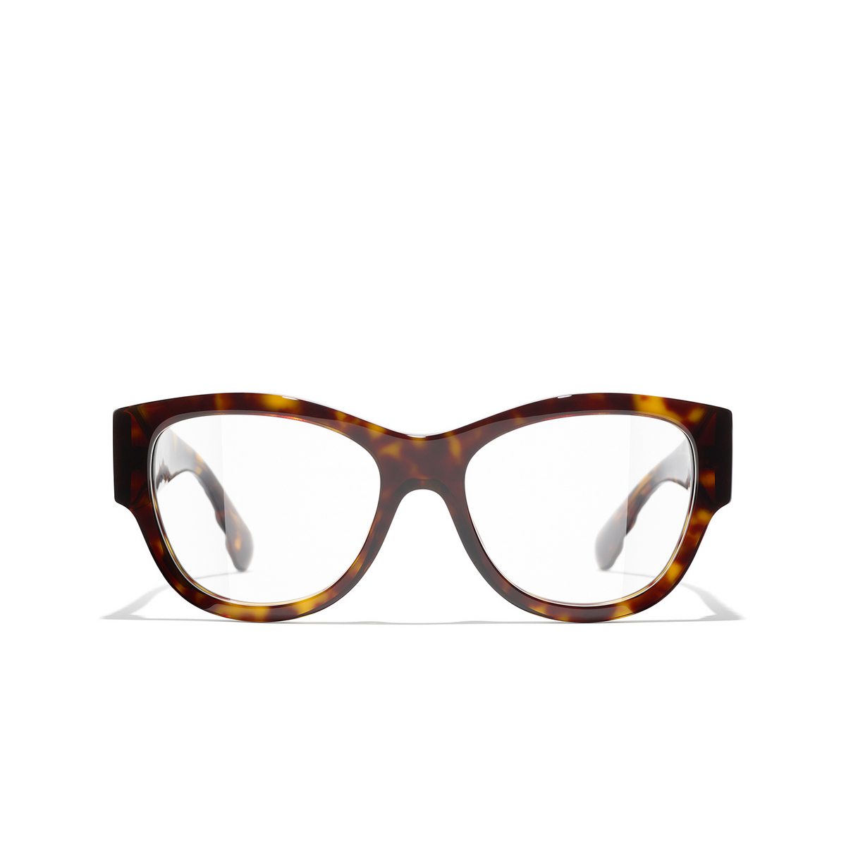 CHANEL square Eyeglasses C714 Dark Tortoise & Gold - front view