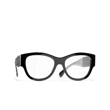 CHANEL square Eyeglasses C760 black & white - three-quarters view