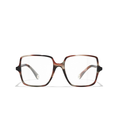 CHANEL square Eyeglasses 1727 brown tortoise & grey - front view