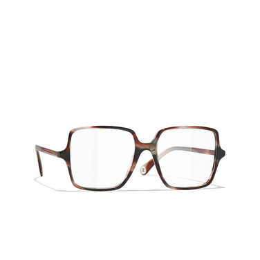 CHANEL square Eyeglasses 1727 brown tortoise & grey - three-quarters view