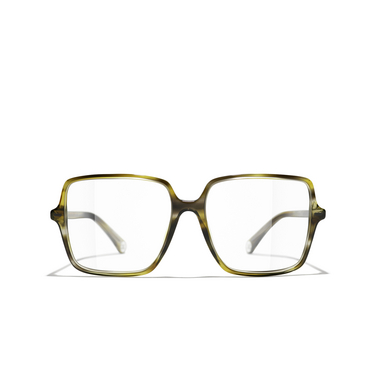 CHANEL square Eyeglasses 1729 green tortoise - front view
