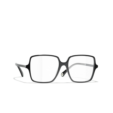 CHANEL square Eyeglasses C622 black & gold - three-quarters view