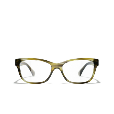 Optiques rectangles CHANEL 1729 green tortoise - Vue de face