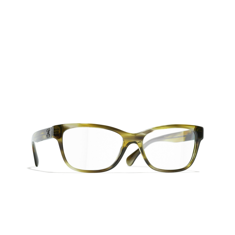CHANEL rectangle Eyeglasses 1729 green tortoise