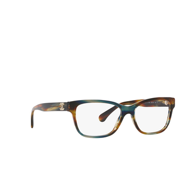 CHANEL rectangle Eyeglasses 1735 yellow tortoise & brown - three-quarters view