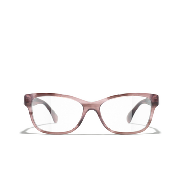 CHANEL rectangle Eyeglasses 1737 pink tortoise - front view