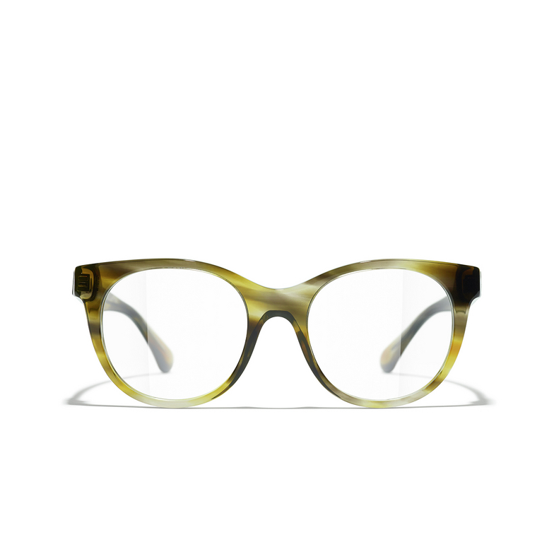 CHANEL cateye Eyeglasses 1729 green tortoise & grey